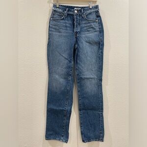 Good American Fringe Straight Leg Denim Jeans